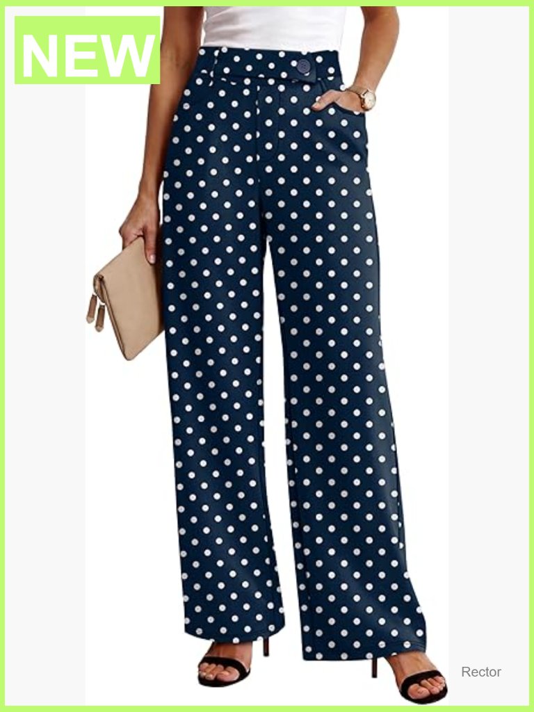 High Waist Wide Leg Dress Pants With Pockets Stretchy Pull On Business Casual